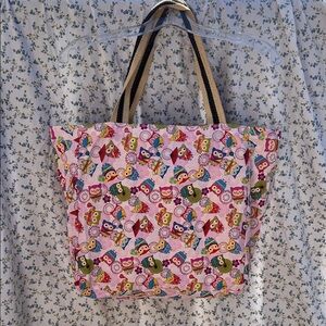 Handcrafted Colorful Owl Print Tote Bag
